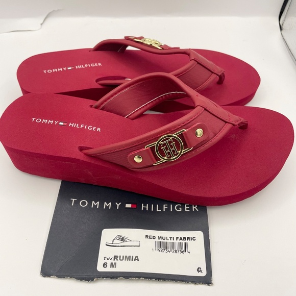 TOMMY HILFIGER Rumia red flip-flop women's sandals Size 6M - Picture 8 of 8